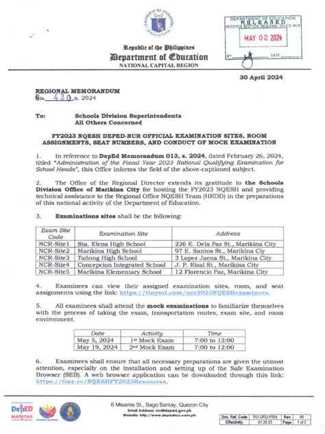 DM NO. 169, S. 2024 FINAL EXTENSION OF FY 2023 NQESH .